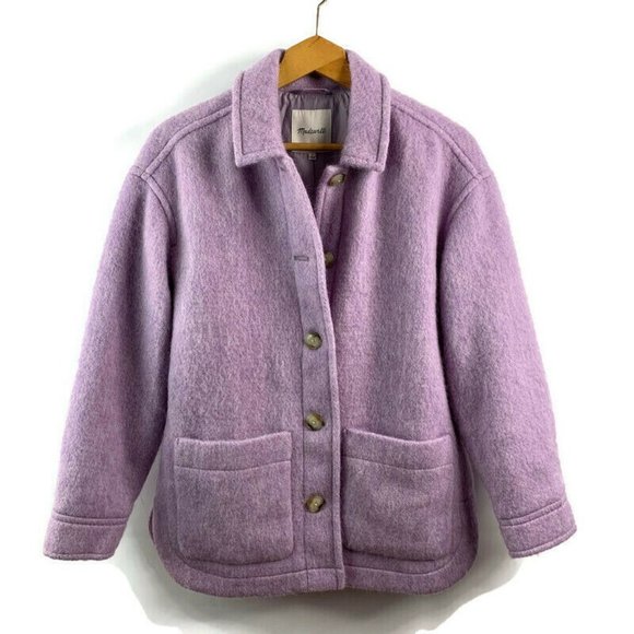 Madewell Jackets & Blazers - Madewell Womens Walton Purple Button-Down Jacket Wool Collared Long Sleeve S